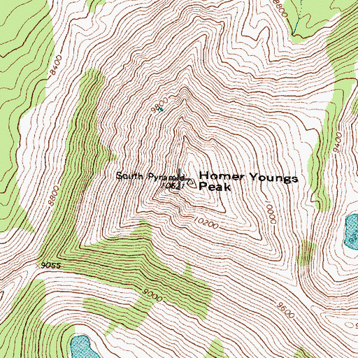 Topographic Map of Homer Youngs Peak, MT