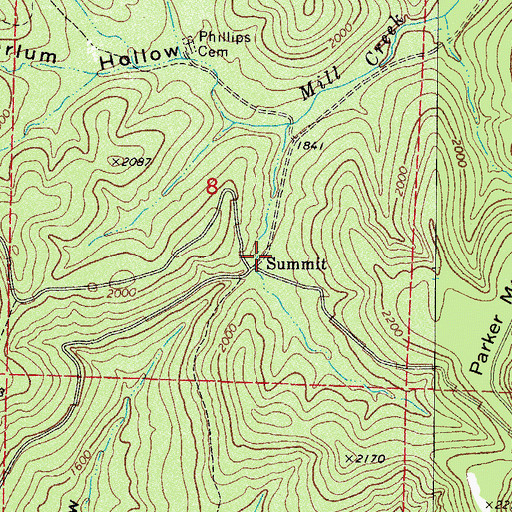 Topographic Map of Summit, AR