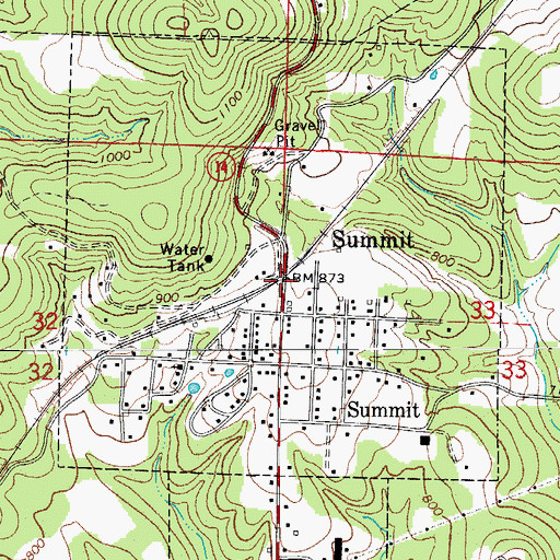 Topographic Map of Summit, AR