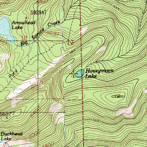 Topographic Map of Honeymoon Lake, MT