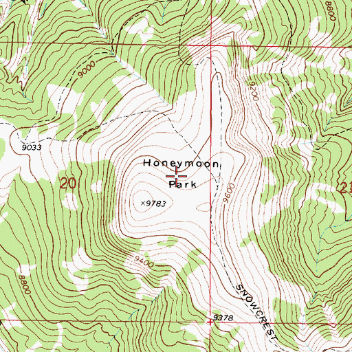 Topographic Map of Honeymoon Park, MT