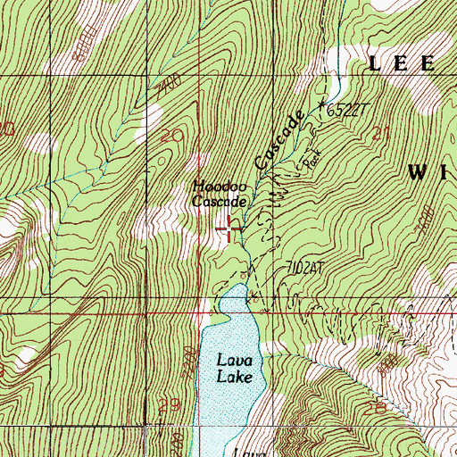 Topographic Map of Hoodoo Cascade, MT