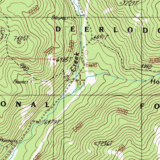 Topographic Map of Hoodoo Creek, MT