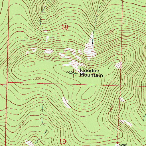 Topographic Map of Hoodoo Mountain, MT
