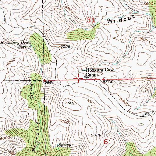 Topographic Map of Hookum Cow Cabin, MT