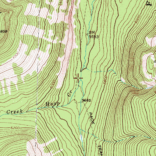 Topographic Map of Hoop Creek, MT