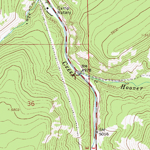 Topographic Map of Hoover Creek, MT