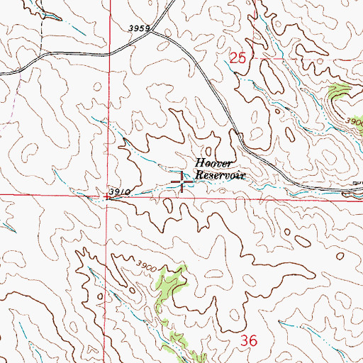 Topographic Map of Hoover Reservoir, MT