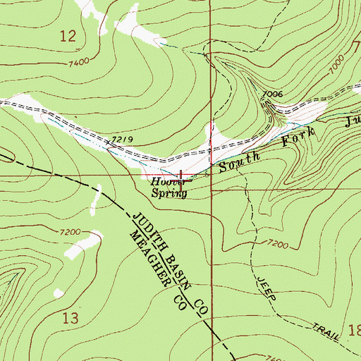 Topographic Map of Hoover Spring, MT