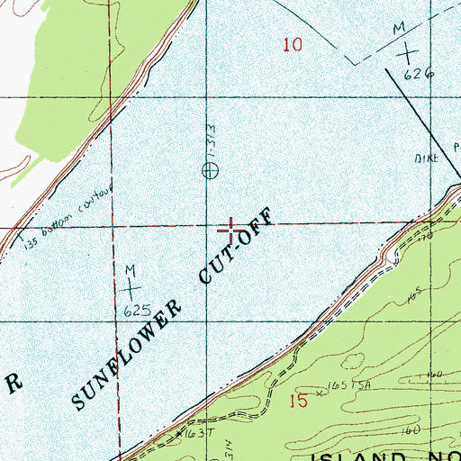 Topographic Map of Sunflower Cut-Off, AR