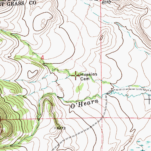 Topographic Map of Hopkins Cemetery, MT
