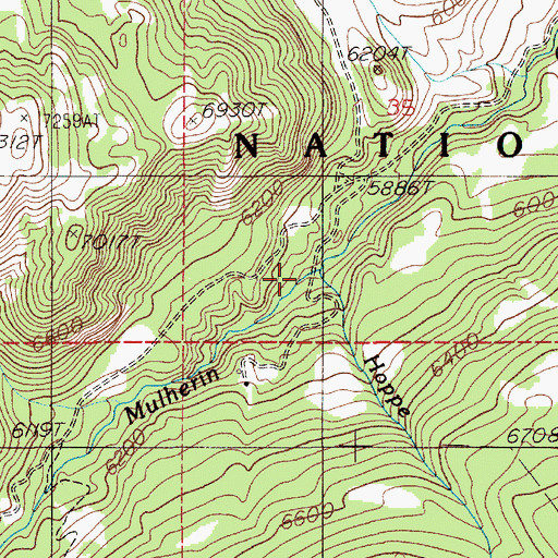 Topographic Map of Hoppe Creek, MT