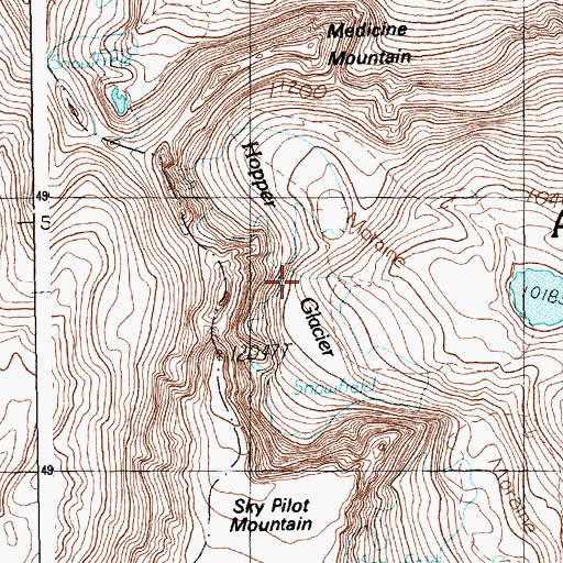 Topographic Map of Hopper Glacier, MT