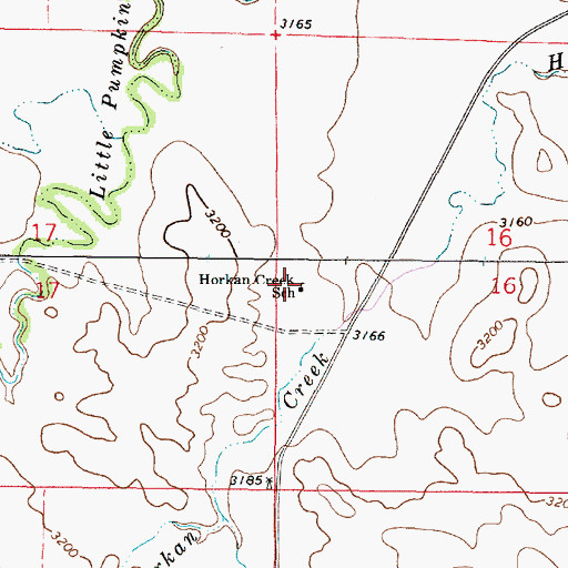 Topographic Map of Horkan Creek School, MT