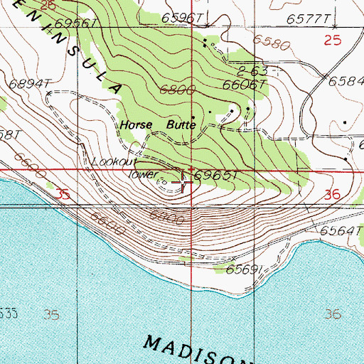 Topographic Map of Horse Butte, MT