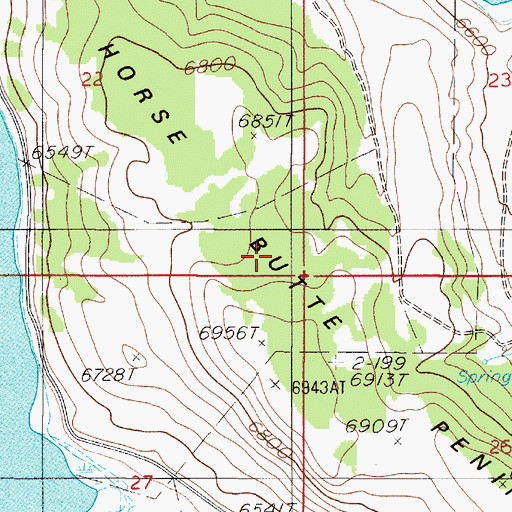 Topographic Map of Horse Butte Peninsula, MT