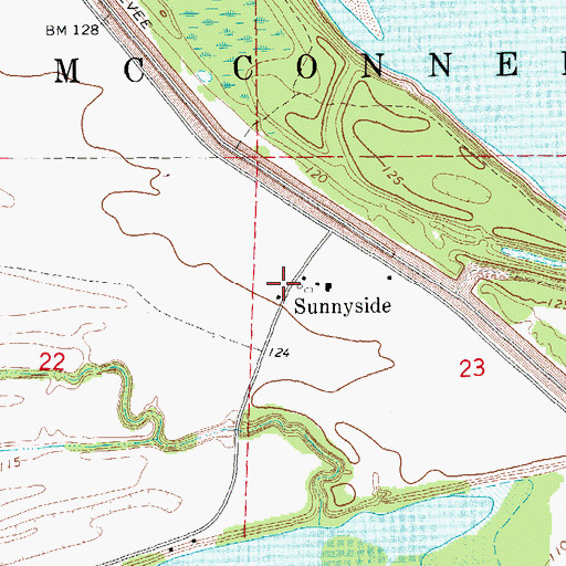 Topographic Map of Sunnyside, AR