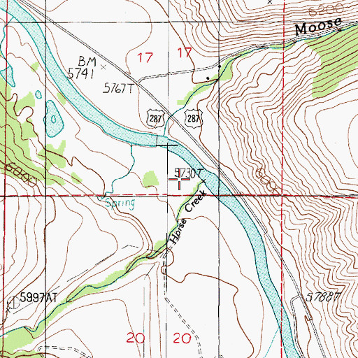 Topographic Map of Horse Creek, MT