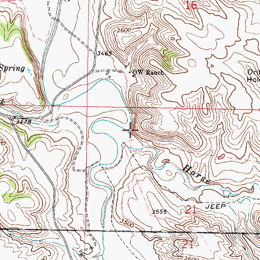 Topographic Map of Horse Creek, MT
