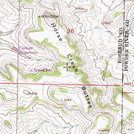 Topographic Map of Horse Creek Buttes, MT