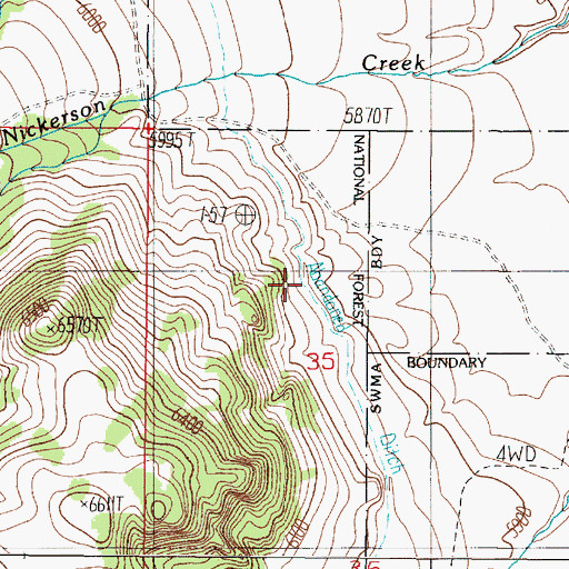Topographic Map of Horse Creek Ditch, MT