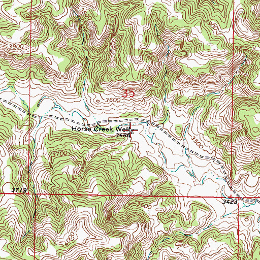 Topographic Map of Horse Creek Well, MT