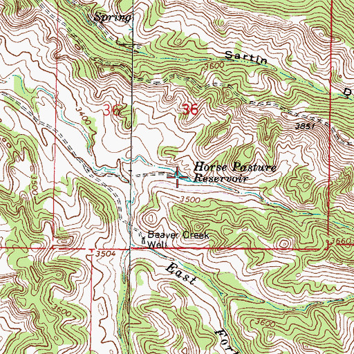Topographic Map of Horse Pasture Reservoir, MT
