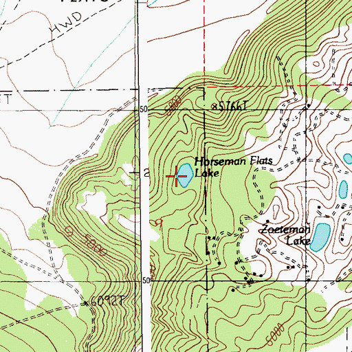 Topographic Map of Horseman Flats Lake, MT