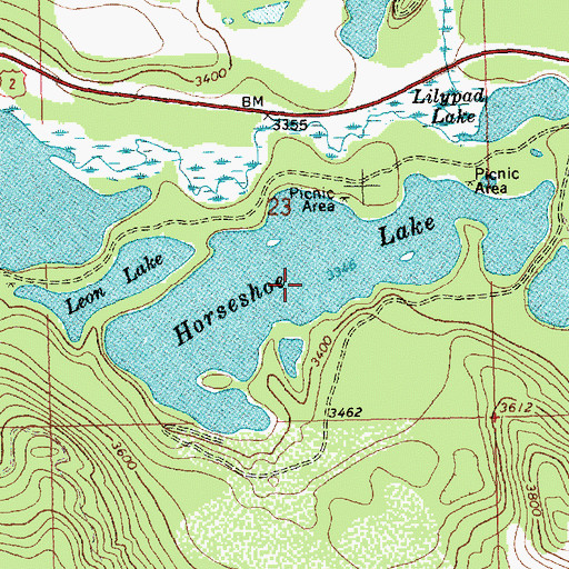 Topographic Map of Horseshoe Lake, MT