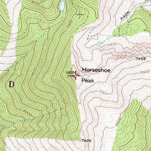 Topographic Map of Horseshoe Peak, MT