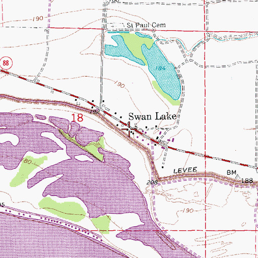 Topographic Map of Swan Lake, AR