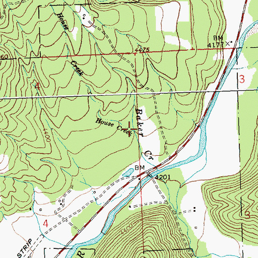 Topographic Map of House Creek, MT
