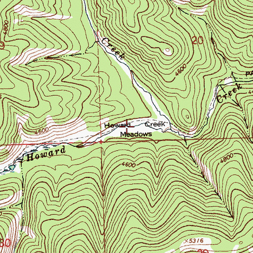 Topographic Map of Howard Creek Meadows, MT