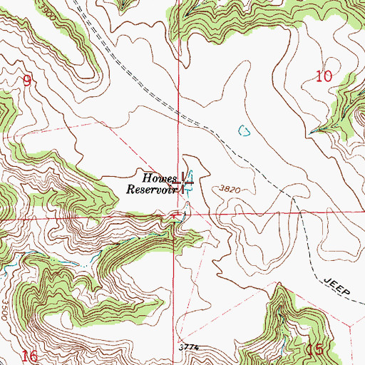 Topographic Map of Howes Reservoir, MT
