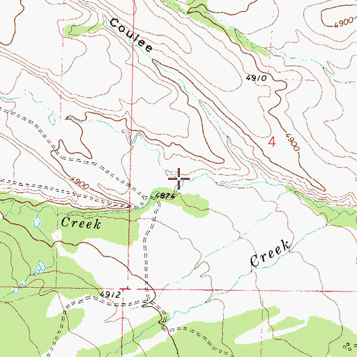 Topographic Map of Hoy Coulee, MT