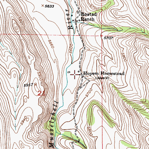 Topographic Map of Hoyem Homestead, MT
