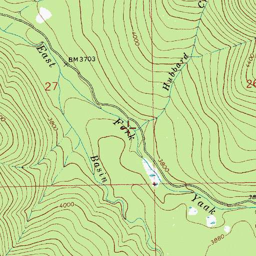 Topographic Map of Hubbard Creek, MT