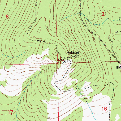 Topographic Map of Hubbard Lookout, MT