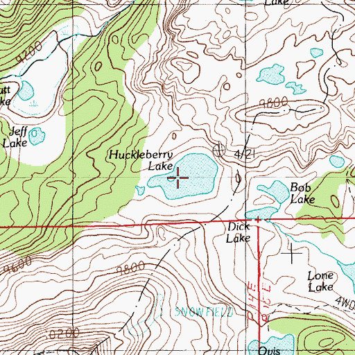Topographic Map of Huckleberry Lake, MT