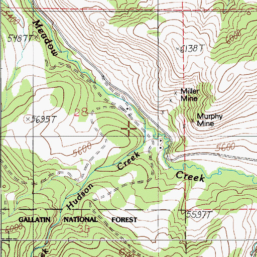 Topographic Map of Hudson Creek, MT