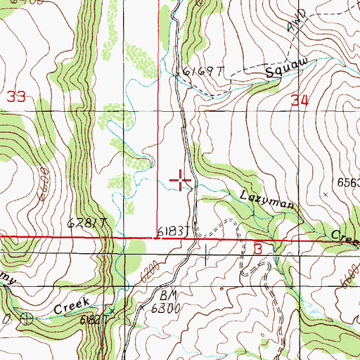 Topographic Map of Hudson Ranch, MT