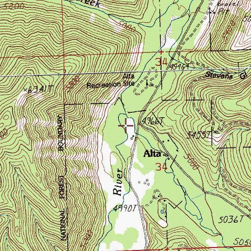 Topographic Map of Hughes Creek, MT