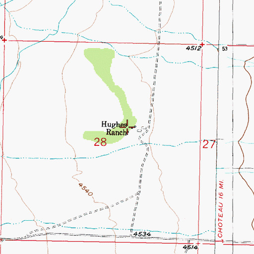 Topographic Map of Hughes Ranch, MT