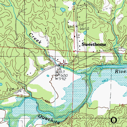 Topographic Map of Sweethome Church, AR