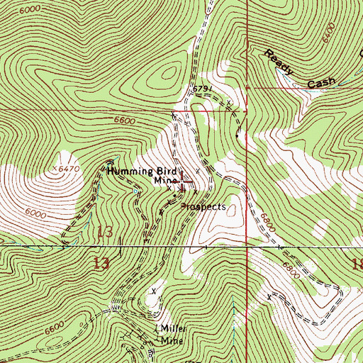 Topographic Map of Humming Bird Mine, MT