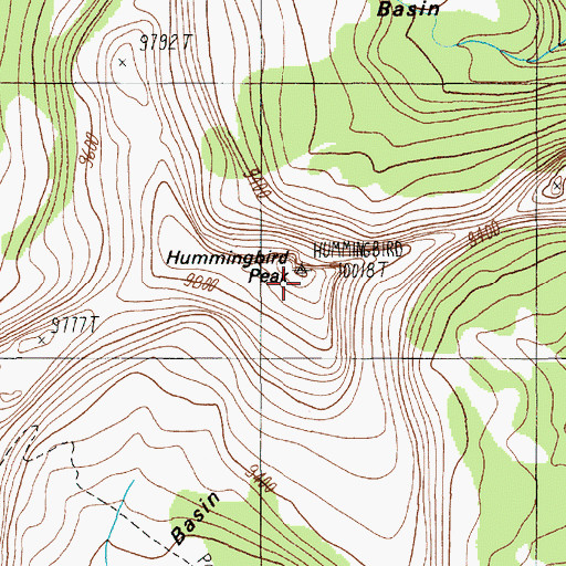 Topographic Map of Hummingbird Peak, MT