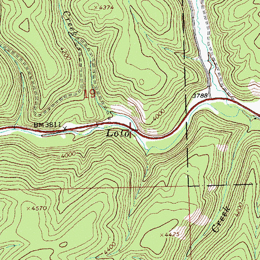 Topographic Map of Hungry Creek, MT