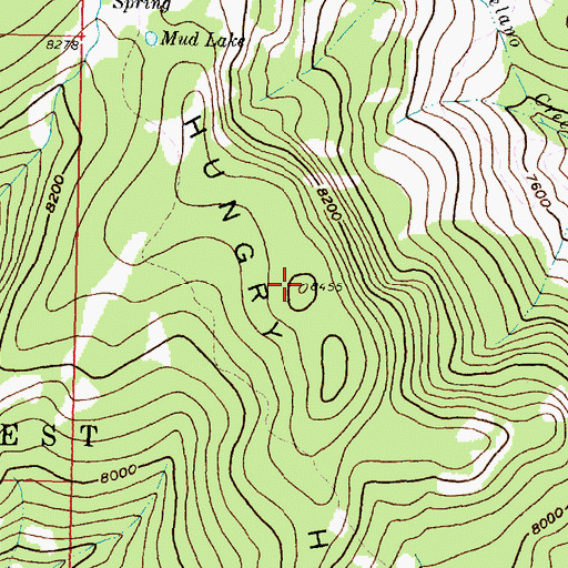 Topographic Map of Hungry Hill, MT