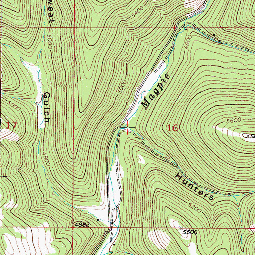 Topographic Map of Hunters Gulch, MT