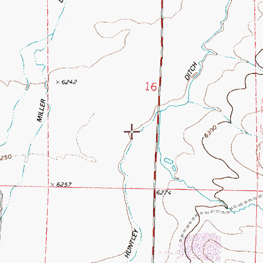 Topographic Map of Huntley Ditch, MT